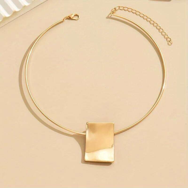 Geometric Square Choker Necklace Vintage Style Jewelry for Women Collar Women's Simple Holiday Party Accessories H260312