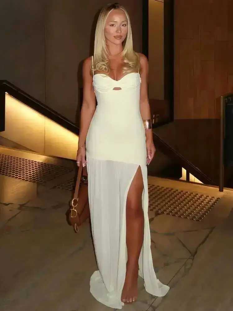 Avrilyaan Mesh Splicing Hollow Spaghetti Strap Backless Party Sexy Dresses Elegant Long Dress Women 2025 Summer Dress VestidosT260316