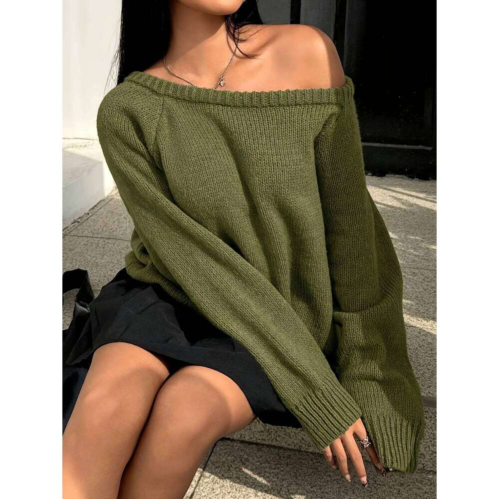 Solid Color Knitted Pullover Autumn and Winter Round Neck Casual Loose Versatile Top for Women Z260313