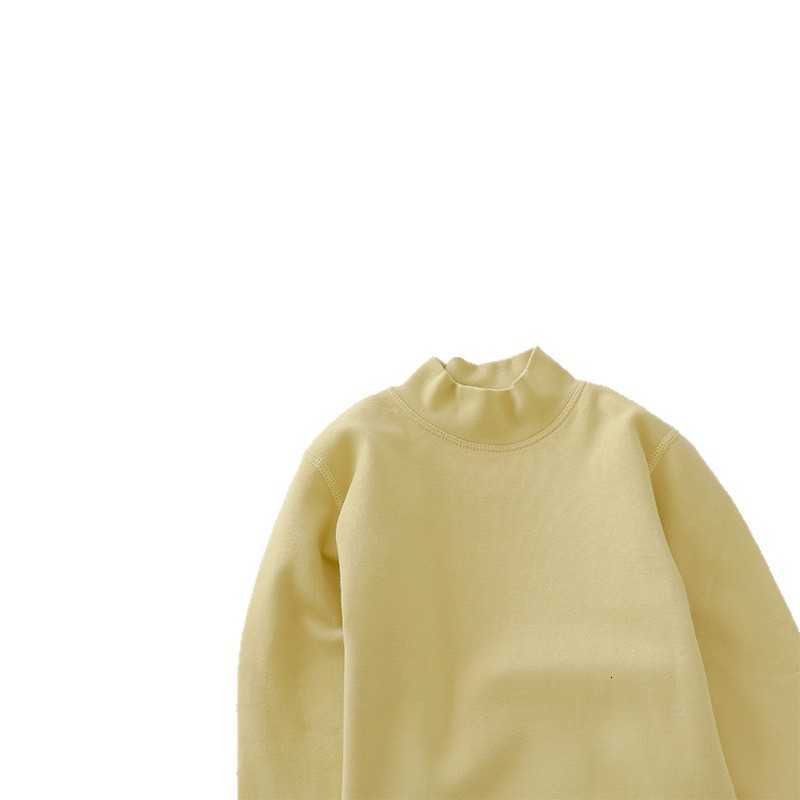 Women's T-Shirt Children's Seamless Mid-Neck Pure Cotton Versatile Base Shirt Brushed Autumn Winter Boys and Girls Seamless Half-High Neck I