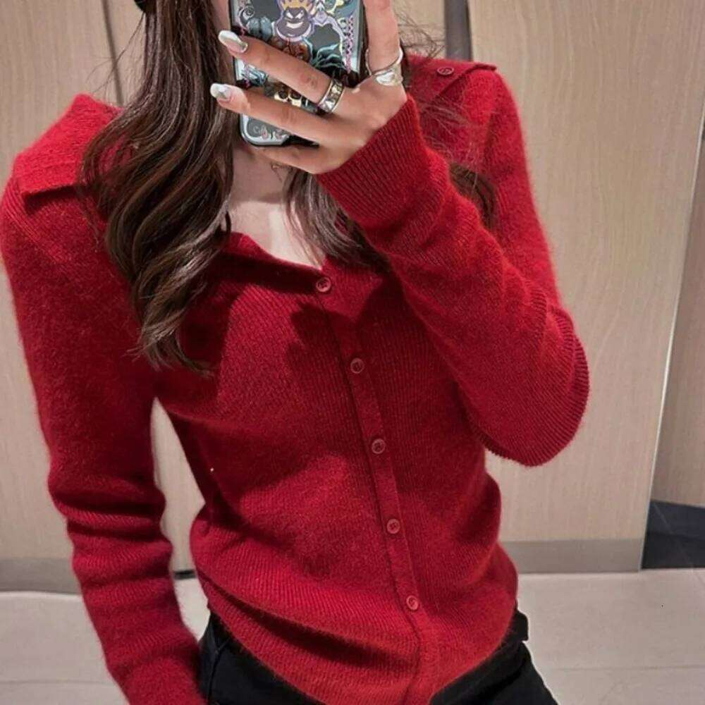 Korea Sweet Long Sleeve Knit Cardigan 2025 Early Spring New Elegant Celebrity Jumper All-match Sexy Age Reduction Mujer Z260313