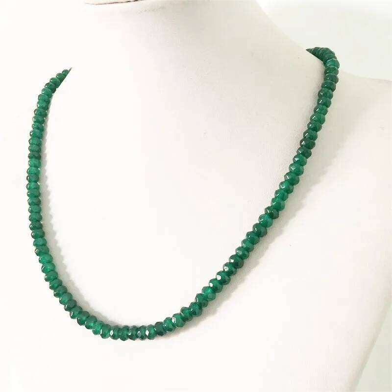 4*6MM Faceted Green Emerald Jade Necklace for Women Natural Stone Bead Choker Collares Abacus Gift Jewelry H260312