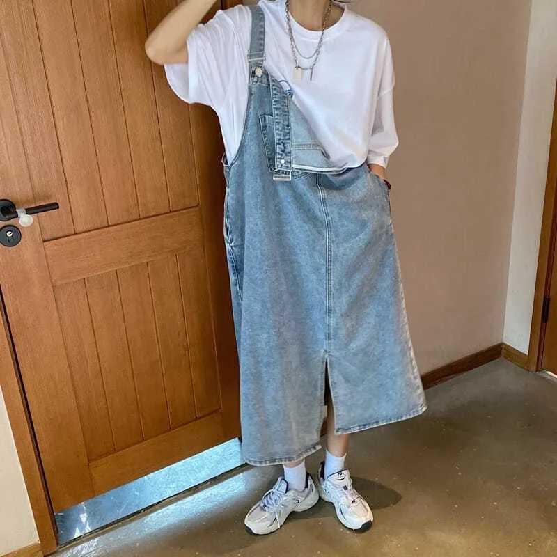 Spring Summer Denim Overall Dress Women Sleeveless Jeans Dresses Fashion Female Solid Slip Casual Loose Spaghetti Strap DressesT260314