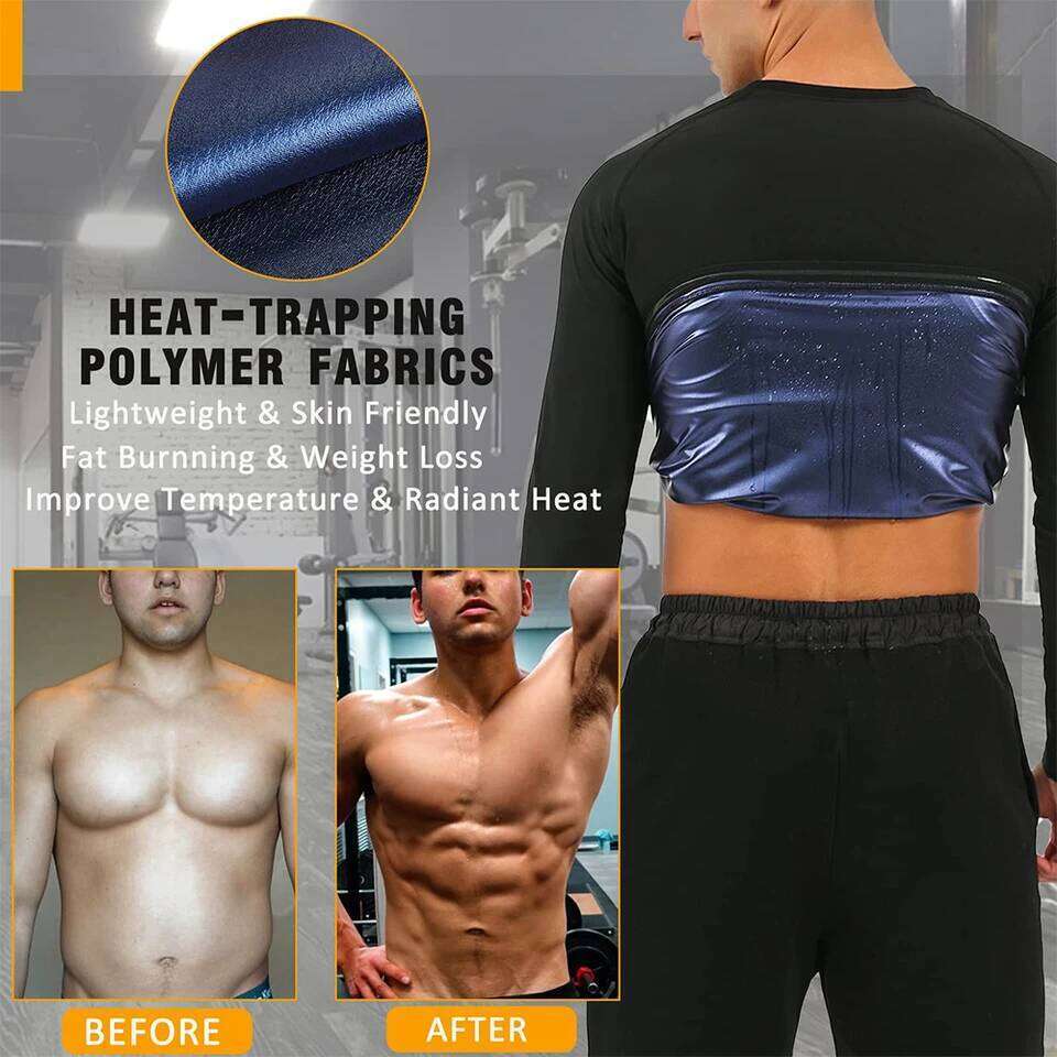 Sauna Shirt Men Sweat Suit Compression Long Sleeve Top Weight Loss Body Shaper Shirts for Workout Sports 26Y0313