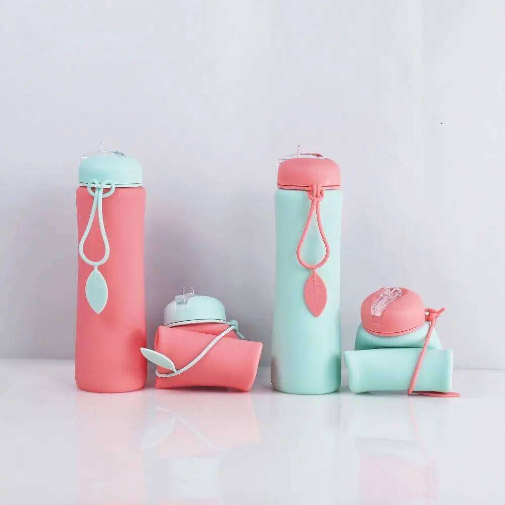 Leak Proof Foldable Silicone Bottle Portable Reuseable Folding Cup Twist Cap Collapsible Water Cups Camping Z260314