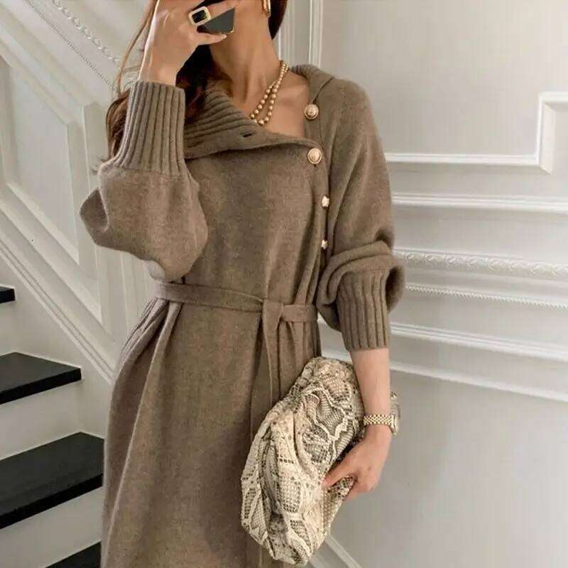 Beige Turtleneck Evening Female Dress Women's Dresses Loose Maxi Crochet Black Clothing Long Robe Knit Sensual Sexy Beach Z260314