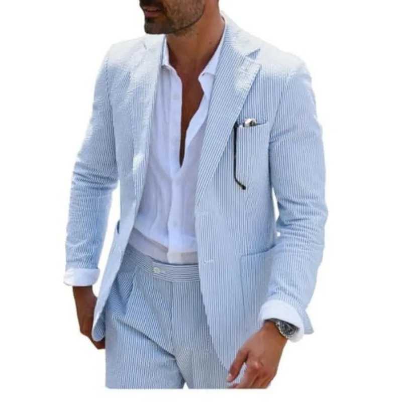 2025 Spring New Men Digital Print Casual Suit Set Jacket Pants Two Piece Cross Border Trade M260313