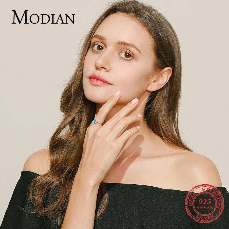 MODIAN Classic Crown Female Ring Pure 925 Sterling Silver Natural Turquoise Elegant Fashion Rings For Women Christmas Jewelry H260312