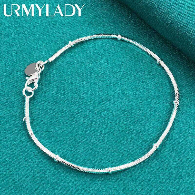 URMYLADY 925 Sterling Silver Snake Chain 20cm Bracelet For Women Men Wedding Charm Engagement Party Fashion Jewelry Z260313