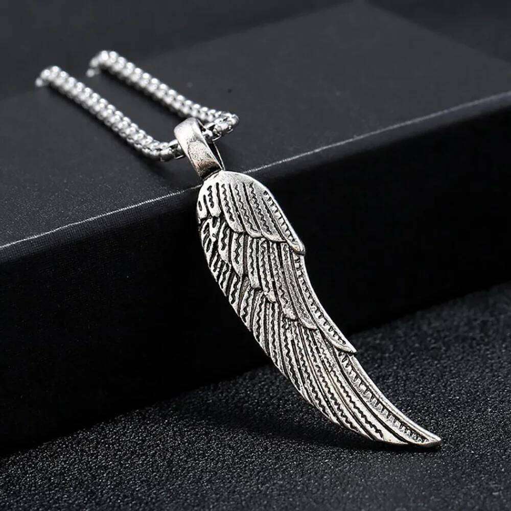 Retro Feather Wings Pendant Necklace For Men Women Hip Hop Style Silver Color Stainless Steel Neck Chain Fashion Jewelry Gifts H260312
