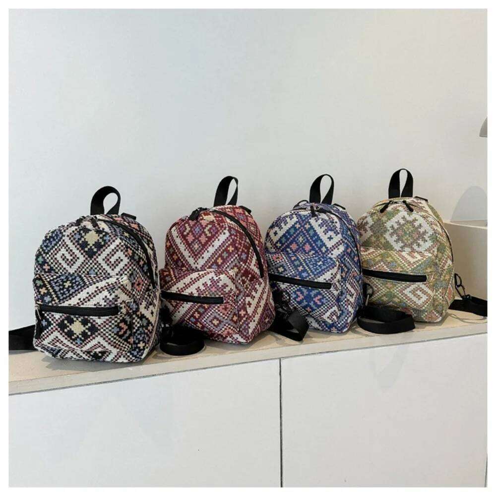 TAURUSCIAGA High-Capacity Female Fashion Zipper Adjustable Shoulder Bag Ethnic Style Mini School Backpack Students Daily Versatile Bag