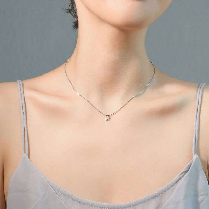ANENJERY Silver Color Star Pendant Simple Charm Clavicle Chain Necklace For Women Jewelry Gift S-N592 H260312