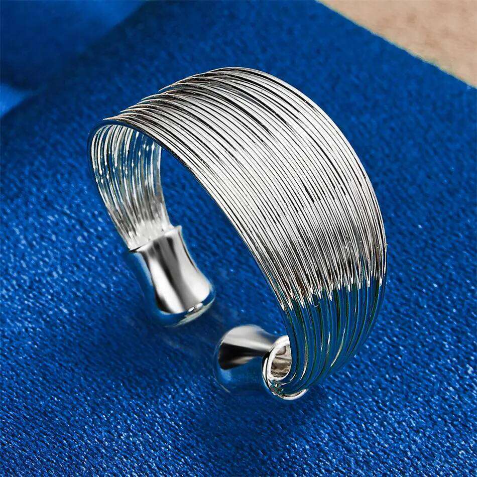 1 piece of 925 sterling silver delicate multi line ring with an opening, women's gift, wedding jewelry accessories H260312
