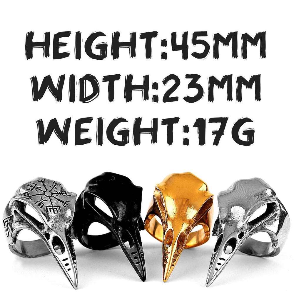 Viking Crow Skull Stainless Steel Mens Rings Punk Amulet Gothic for Male Boyfriend Biker Jewelry Creativity Gift Wholesale H260312