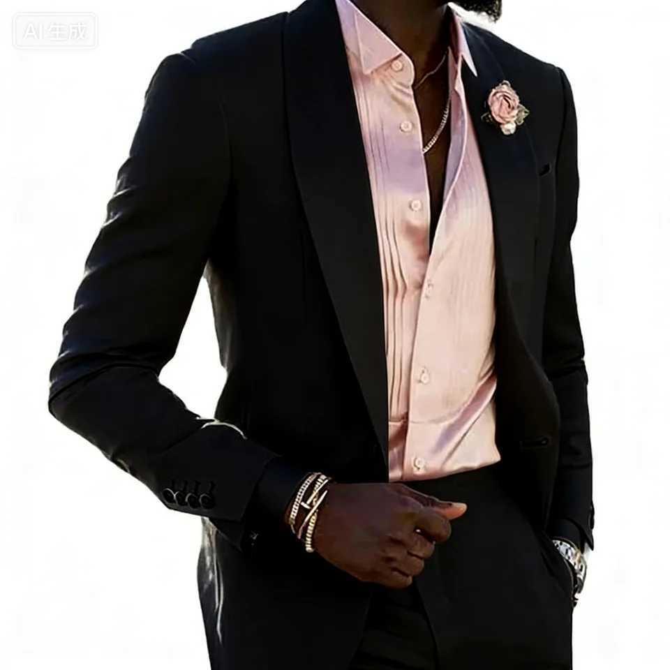 Mens 2-Piece Tuxedo Slim Fit Moda Masculina Wedding Smoking Blazer Jacket And Pants Traje Homme Mariage Fitted Formal Wear M260313