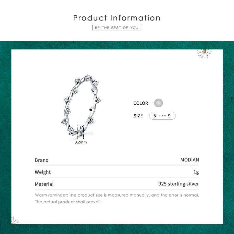 Modian 925 Sterling Silver Charm Line Clear CZ Finger Rings Elegant Wedding Trendy Stackable Ring For Women Brand Jewelry Anel H260312