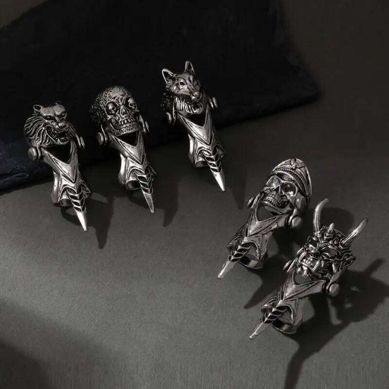 Punk Wolf Skull Lion Ring for Men Women Cobra Exaggerated Skeleton Head Steampunk Luxury Gothique Jewelry Gifts 2025 H260312