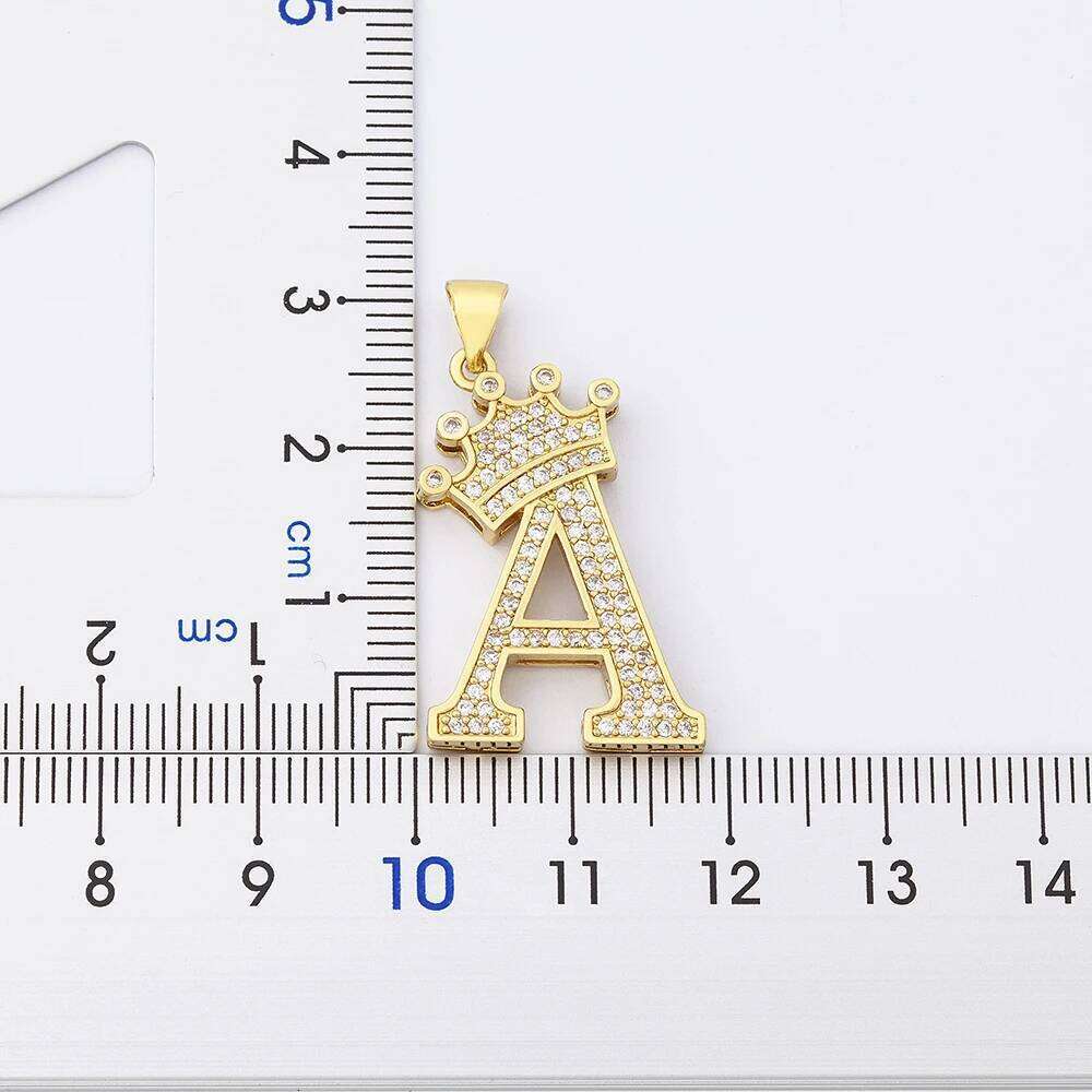 Nidin New Copper Zircon A-Z Crown Alphabet Pendant Chain Necklace Hip-Hop Style Fashion Woman Man Initial Name Jewelry H260312