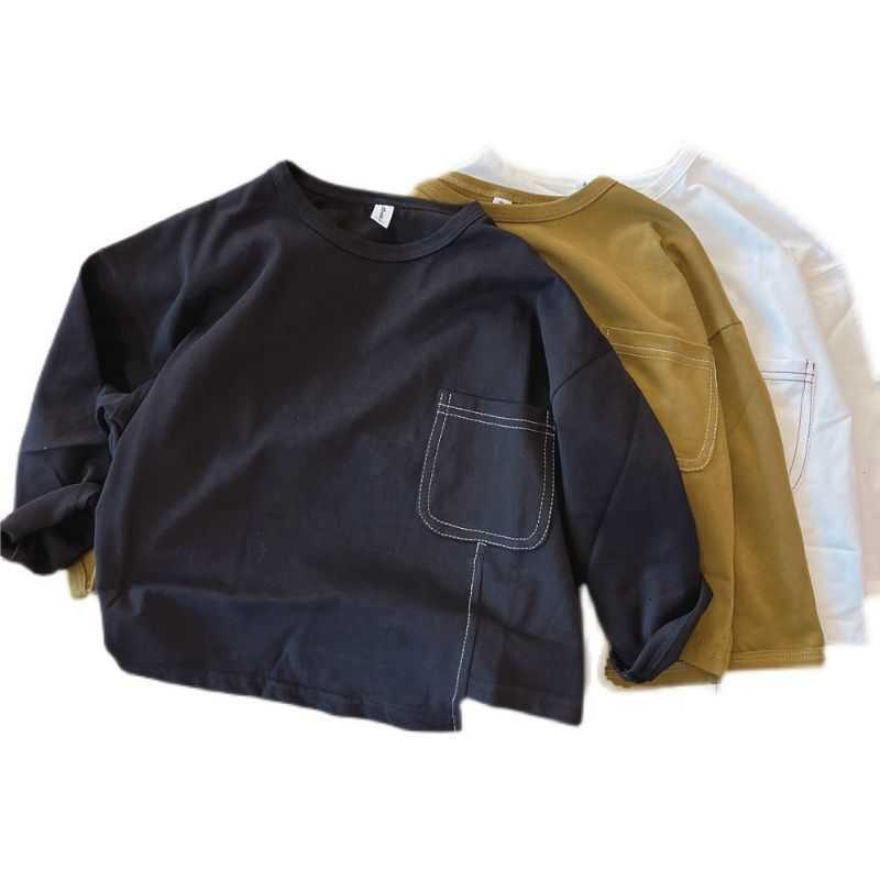 Women's T-Shirt Boys' long-sleeve T-shirt, new spring and autumn style, children's color irregular base shirt, baby autumn inner top