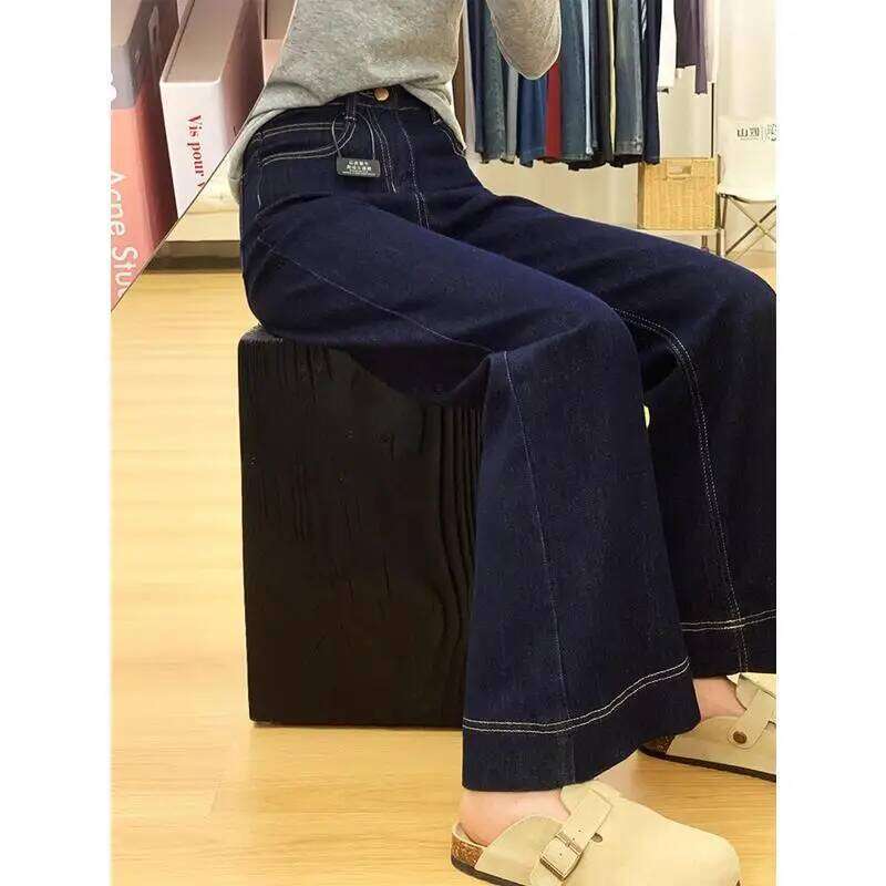 Comfortable Leisure Womens Straight Jeans Vintage Baggy Low Waist Y2K Wide Leg Loose Harajuku Blue Denim Pants Z260313