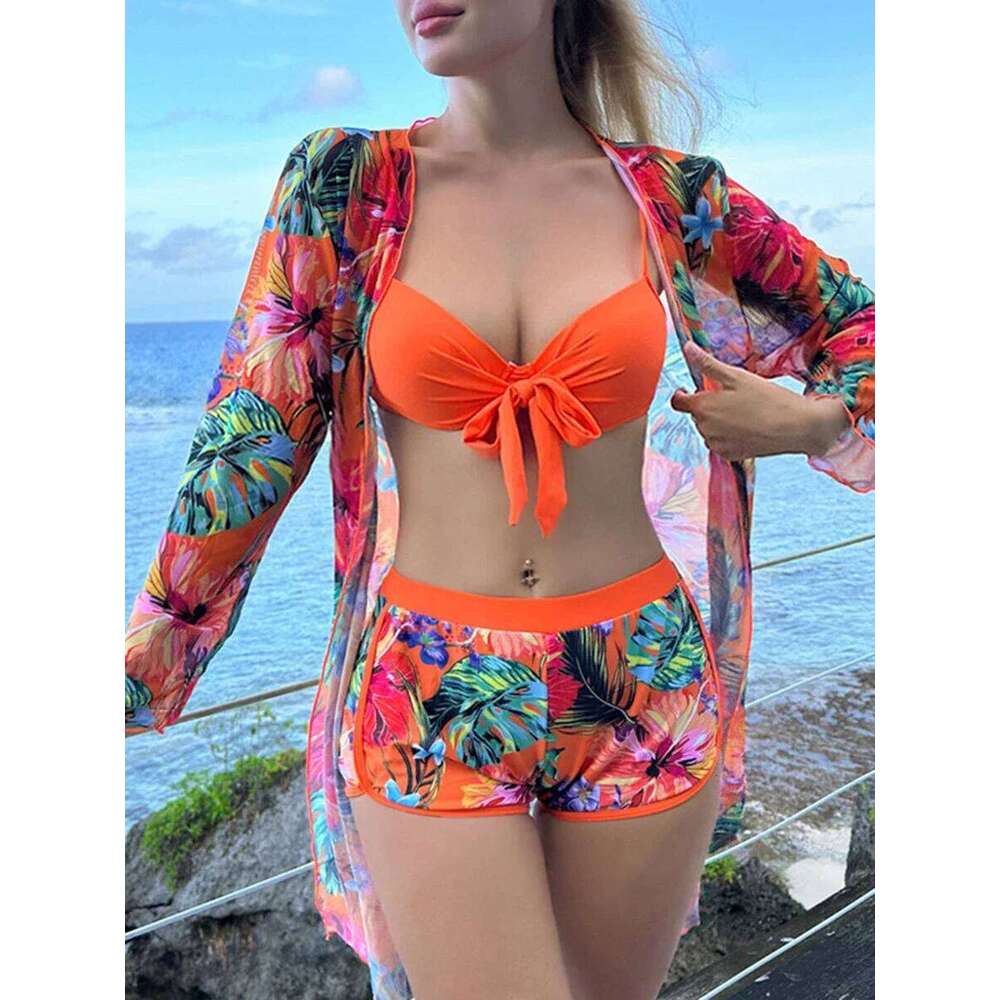 2026 String Three Piece High Waist Bikini Women Push Up Swimwear Female Swimsuit Bathers Bathing Swimming Suit Beachwear Summer Y260303