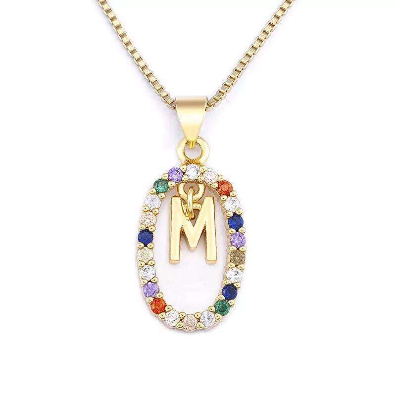 26 English Letters Pendant Necklace Zircon Fashion A - Z Initial M S C K Trendy Alphabet Long Chain For Women My Name Jewelry H260312