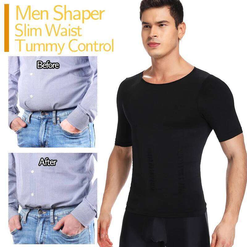 1/2 PCS Men Body Shaper T-Shirt Slimming Shapewear Corrective Posture Belly Control Compression Man Modeling Underwear Corset 26Y0313