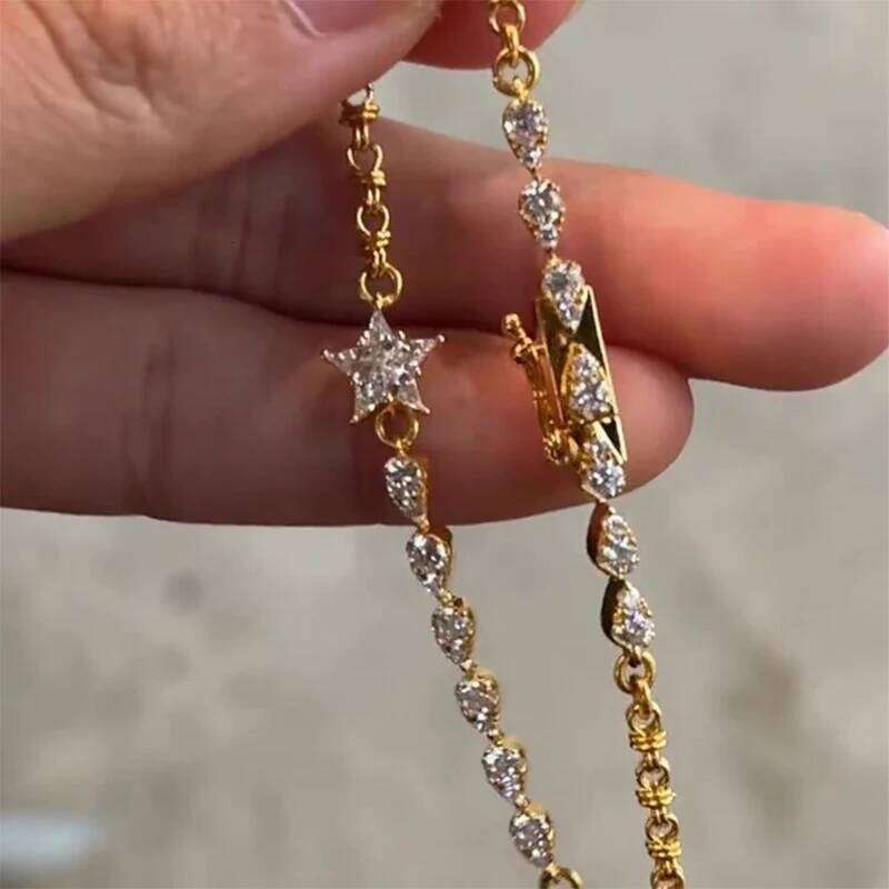 Foxanry Sparkling Zircon Star Geometric Bracelet For Women Girl Fashion Heavy Industry Exquisite Elegant Engagement Jewelry Gift Z260313