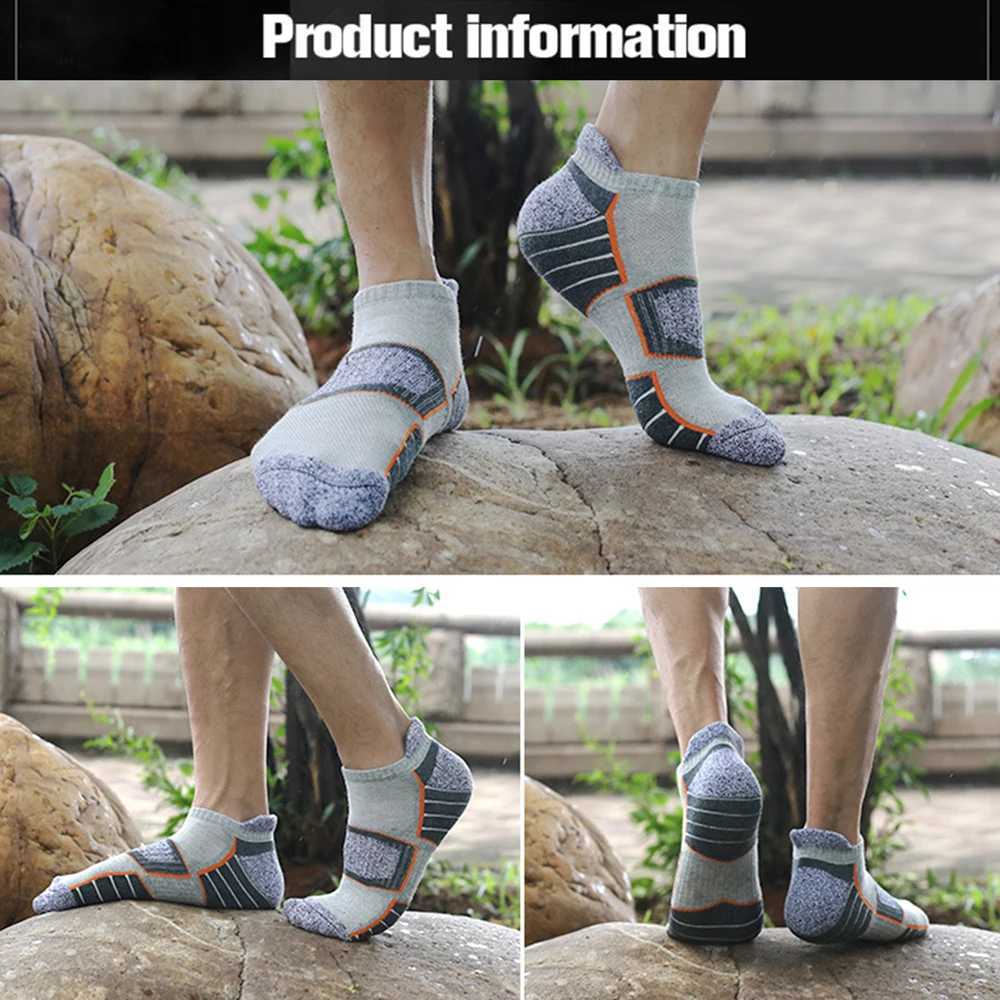 6 Pairs Hot Anti-Slip Terry Sole Socks Men Hiking Ankle Socks Non-Slip Grip Arch Support Seamless Toe for All-Day Trekking D260313