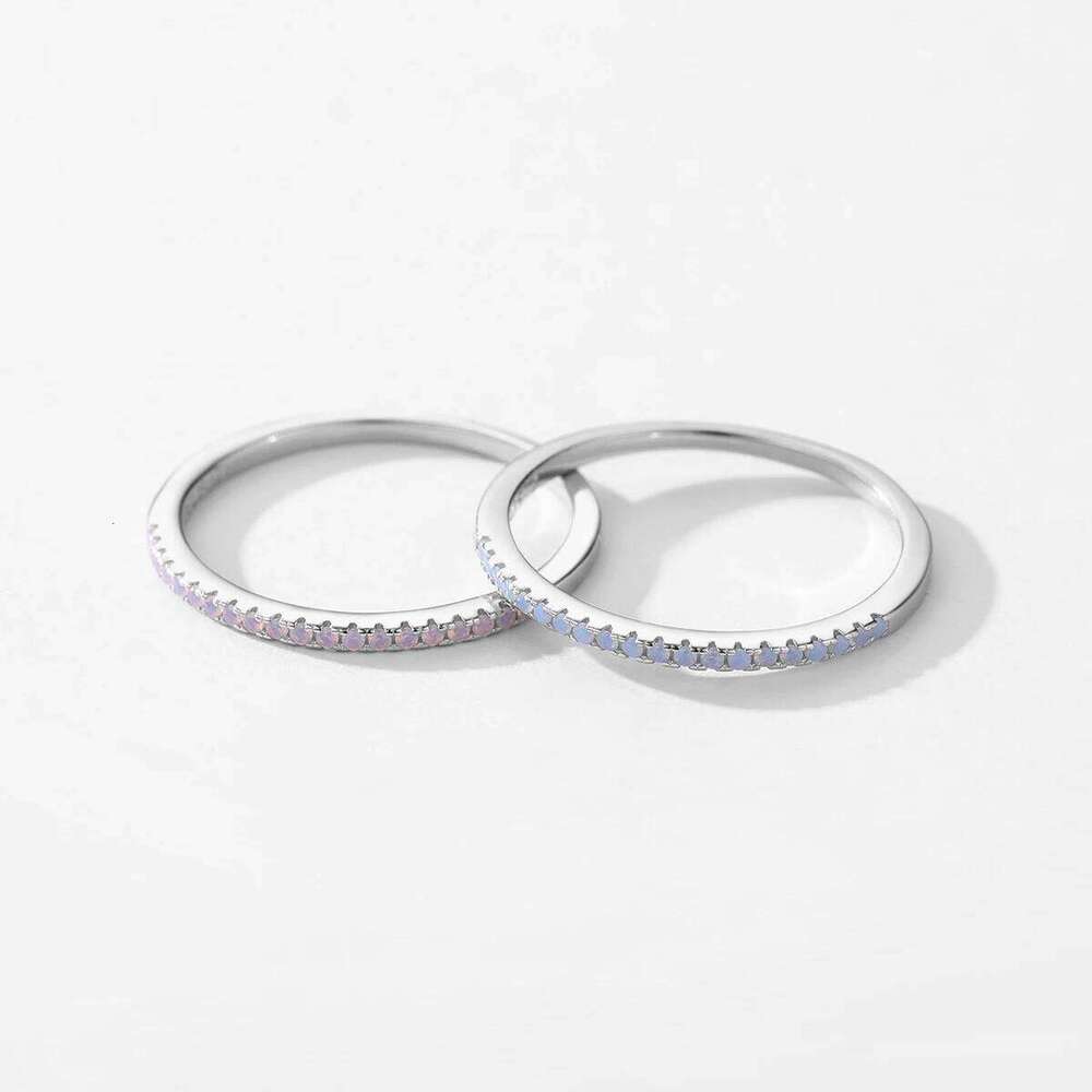 MODIAN 925 Sterling Silver Exquisite Slim Stackable Rings Clear Cz Gradient Pink Blue Crystal Finger Ring For Women Fine Jewelry H260312