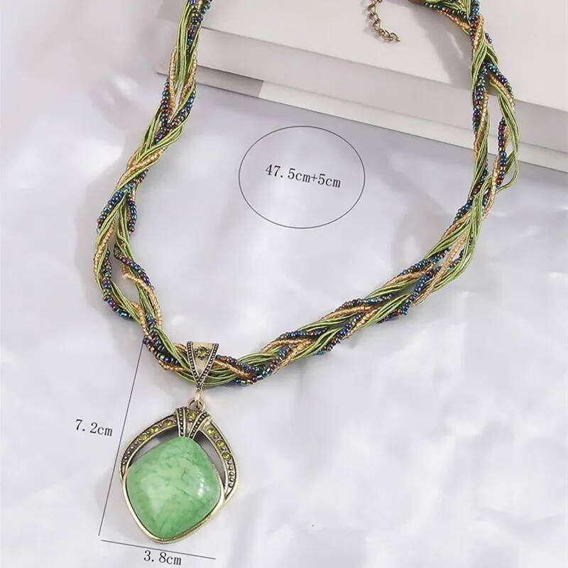 Fashion Bohemia Ethnic Handmade Necklaces For Women Bijoux Multilayer Beads Chain Geometic Pendant Necklace Woman Gift H260312