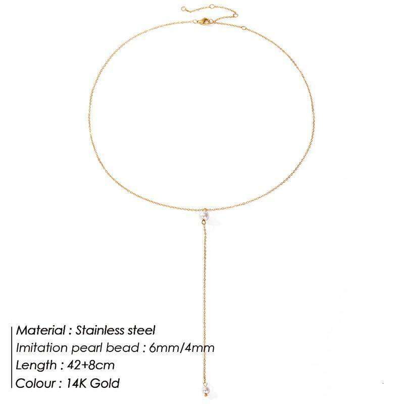316L Stainless Steel Fashion Golden Color Chain Necklace For Women Imitation Pearl Beads Pendant Gifts Jewelry Wholesale H260312