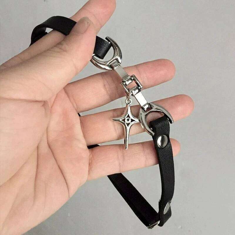 Y2K Cross Choker Pu Leather Metal Hip Hop Necklace for Women Gothic Charm Grunge Pendant Jewelry Necklaces Accessories H260312