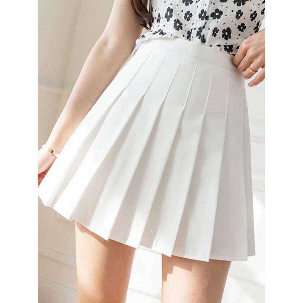 ZOKI White Women Pleated Summer High Waist Zipper Girls Dancing JK Mini Skirts Black Fashion Student A Line Faldas 2023 Z260314
