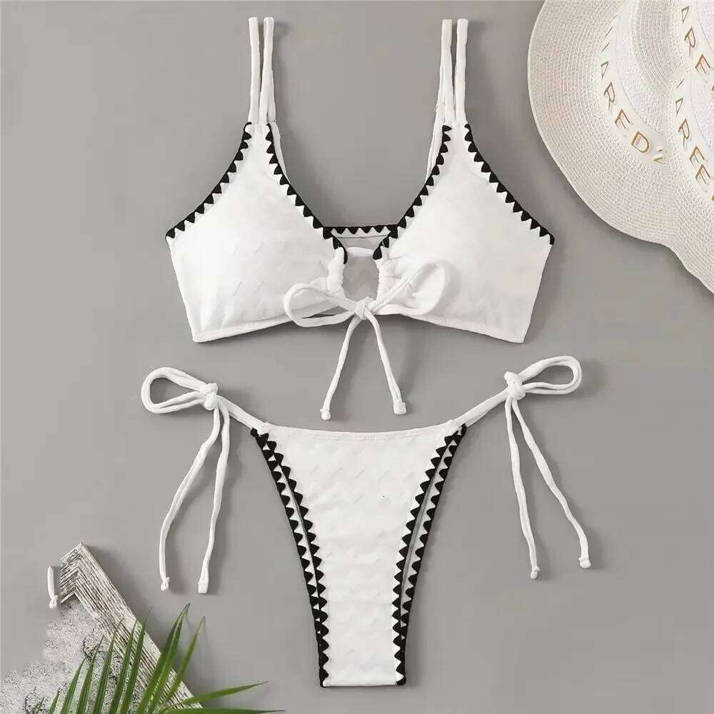 Sexy White Backless Swimwear Women 2024 One Piece Swimsuit Hollow Out Monokini Bathing Suit String Halter Swimming Wear Bather Y260303
