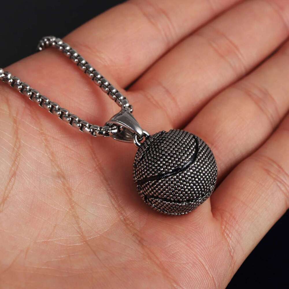 Basketball Pendant Men's Necklace New Sports Style Stainless Steel Chain Fashion Hip Hop Neck Accessories Party Jewelry Gifts H260312