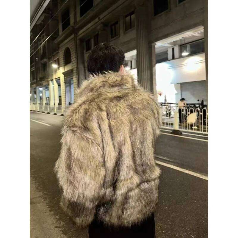 Men's Warm Winter Thickened Faux Fox Fluffy New Trendy Overcoat Comfortable Fashion Fur Coat Men Jackets Z260313
