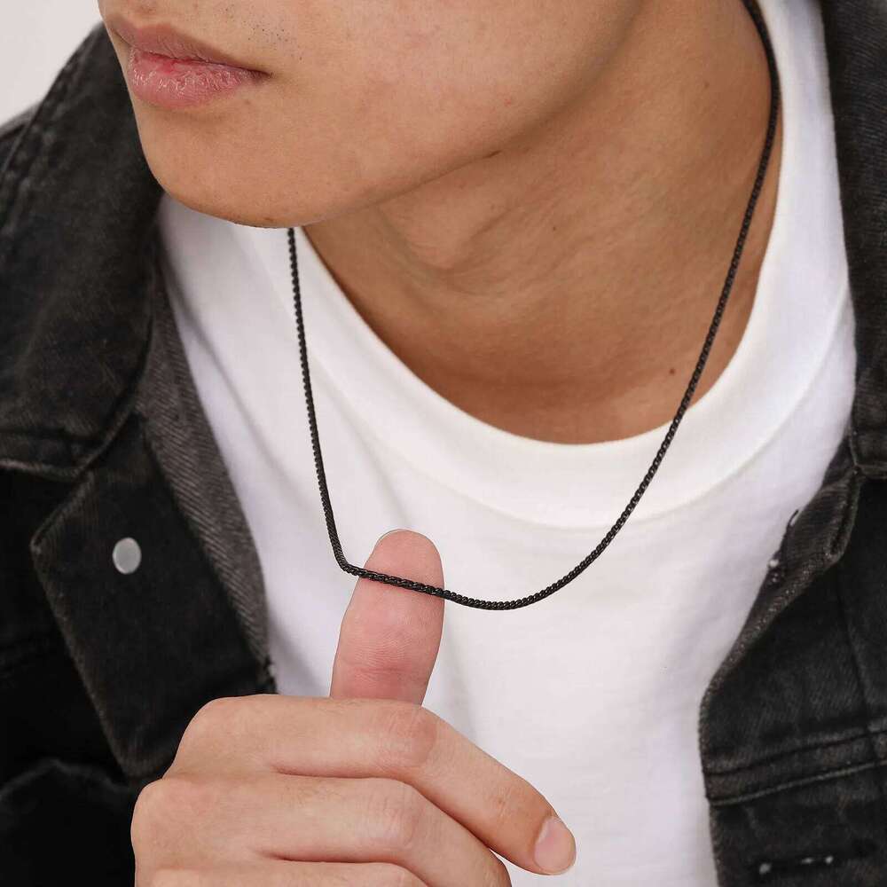 2MM Black Stainless Steel Necklaces for Men Boys,Stylish S Shape Chain Links Coller,New Fashion Jewelry Gifts H260312