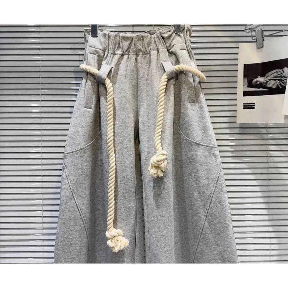 Womens Pants 2025 Girl Women Rope Belt Flowering Device Couple Loose Wide Legs Strt Casual Trousers Wear Z260314