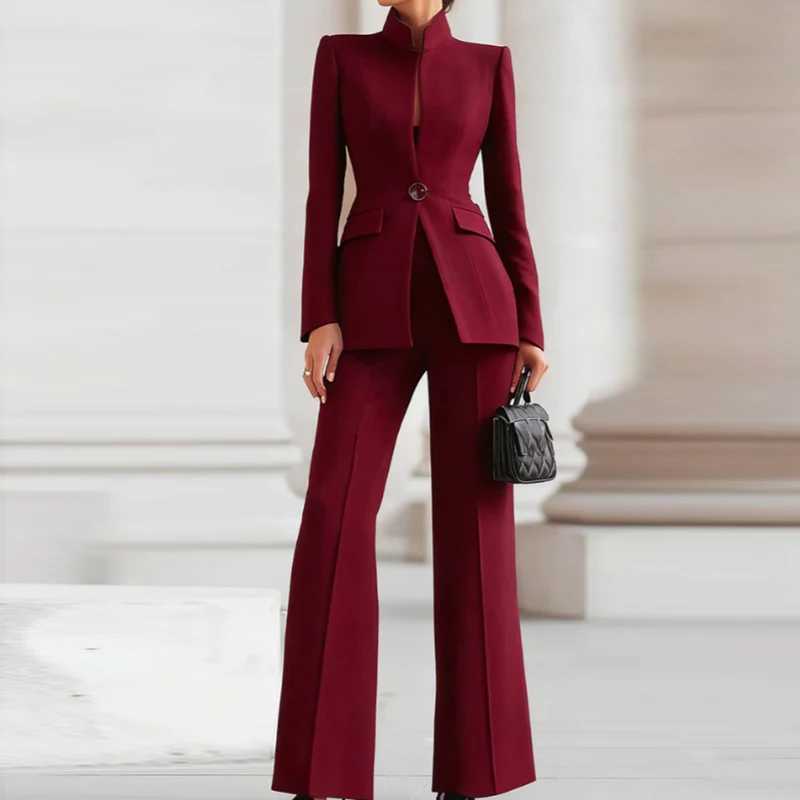 Elegant Long Sleeved BlazerPants Suit Autumn Simple Solid Color Commuting Outfit Womens Temperament Slim Fit Professional Set M260313