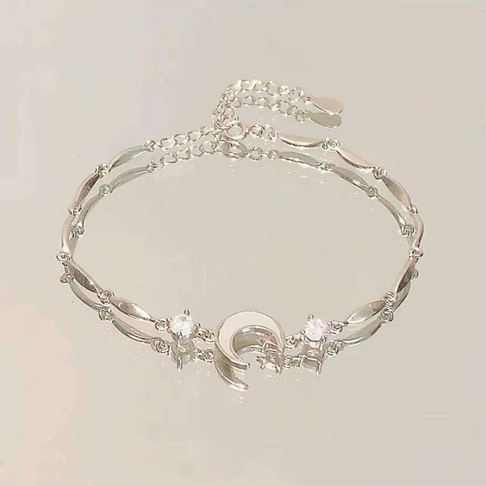 Cute Charm Pink Crystal Flower Bowknot Moon Bracelet for Women Exquisite Fashion Silver Color Zircon Bangle Jewelry Friend Gift Z260313