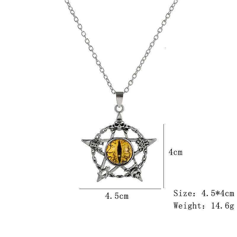 Pentagram shape Devil's Eye Pendant Necklace For Men And Women Punk Retro Non Adjustable Metal Collar Trending Jewelry Gifts H260312