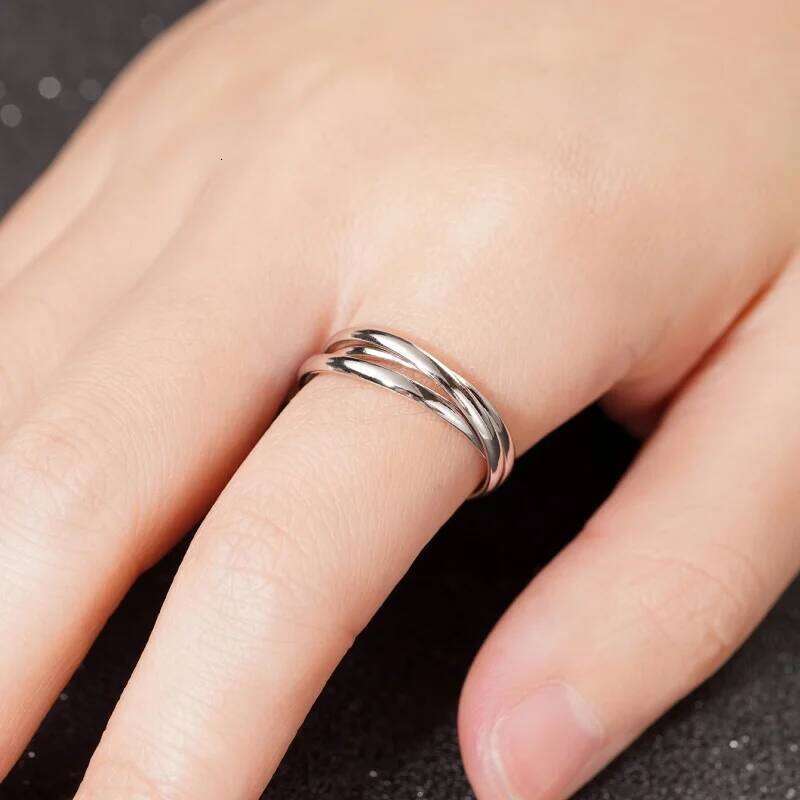 Huitan New 3 Circle Linked Design Rings 925 Sterling Silver Trendy Temperament Accessories for Women Delicate Chic Party Jewelry H260312