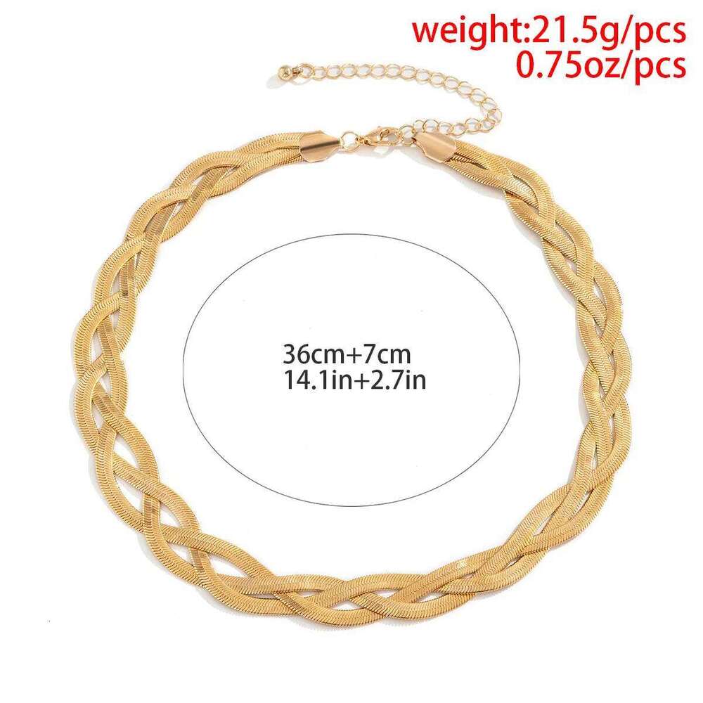 Boho Simple Twist Snake Chain Clavicle Necklace Women's Retro 2021 Fashion Metal Charm Color Necklaces Girl Jewelry Couple Gift H260312