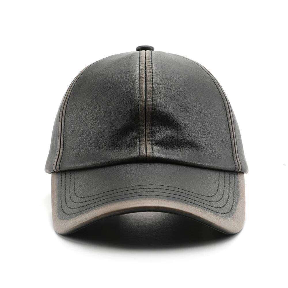 FS Black Brown Retro PU Leather Cap For Men Winter Women Hats Luxury Brand Baseball Caps Outdoor Sports Golf Hat Bone Masculino Z260313