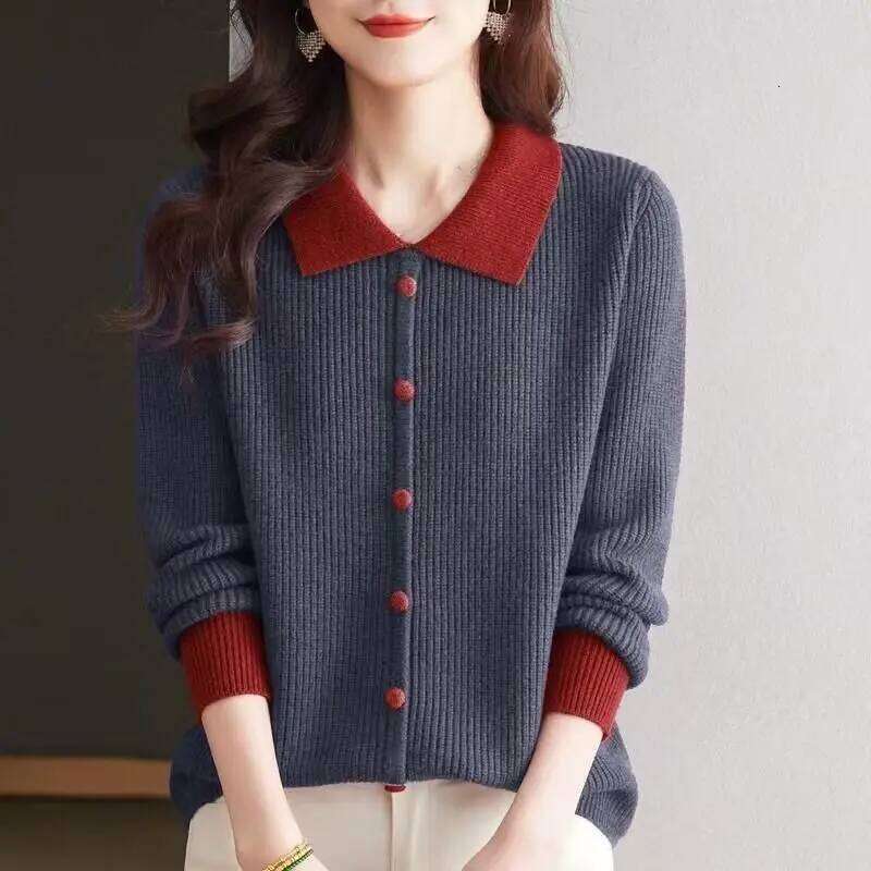 2025 Spring New Style Loose Fashionable Lapel Autumn Winter Top Base Knitted Sweater Z260314