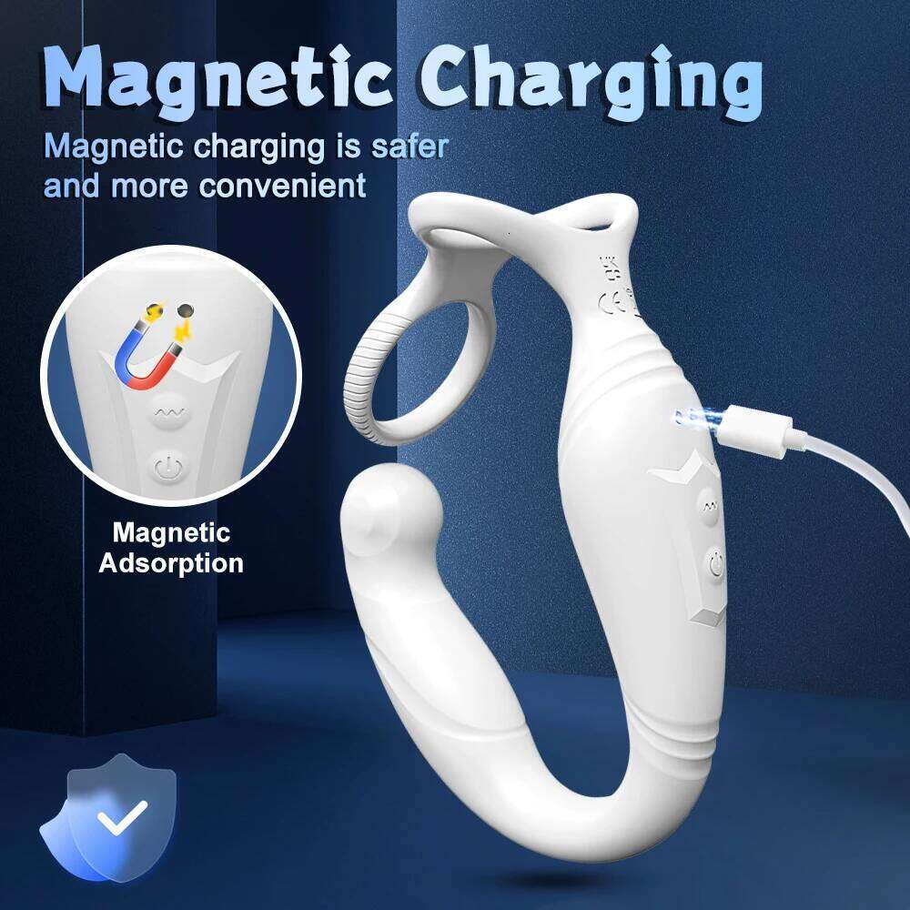 Male Sex Rotating Vibrator Prostate Massager Dual Penis Ring Cock Rings Butt Plug Vibrators Anal Toys for Men 18+ 26H0313