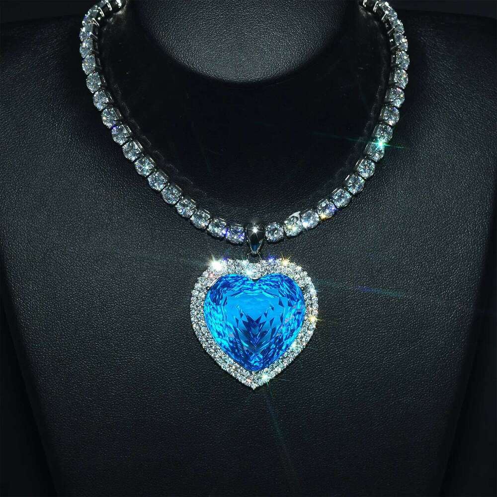 of the Ocean Forever Necklaces Heart Green/Blue Crystal Charm Choker Pendant For Women Girls Valentine's Day Gifts H260312