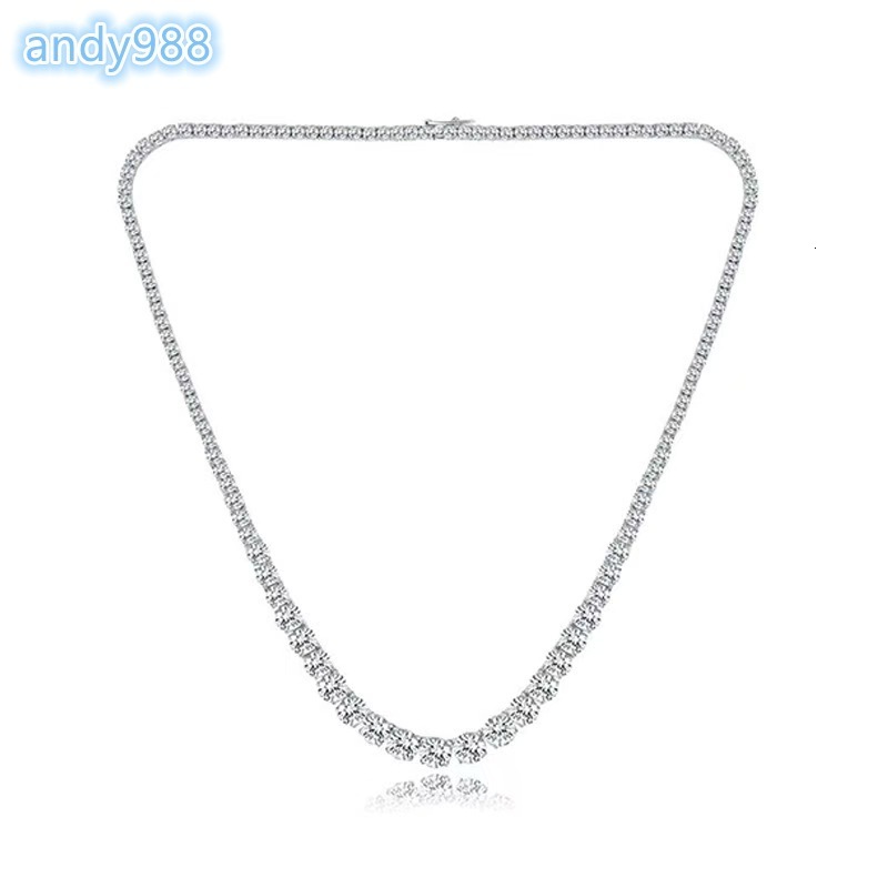 Luxury Hiphop Style S925 Sterling Silver Gradual Change Size VVs1 Moissanite Tennis Necklace of Women Men