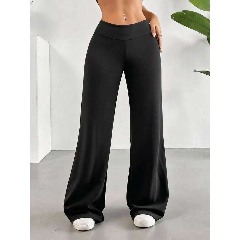 Casual Straight Leggings Women's High Waist Butt Lifting Wide Leg Pants Soft Stretchy Fitness Yoga Active Trouser Daily Wear